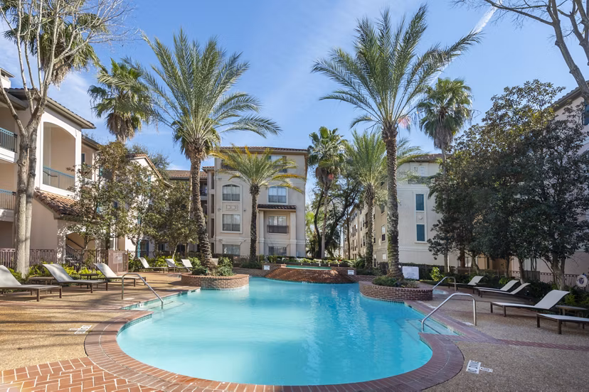 Resort-style pool at The Village at West University Apartments