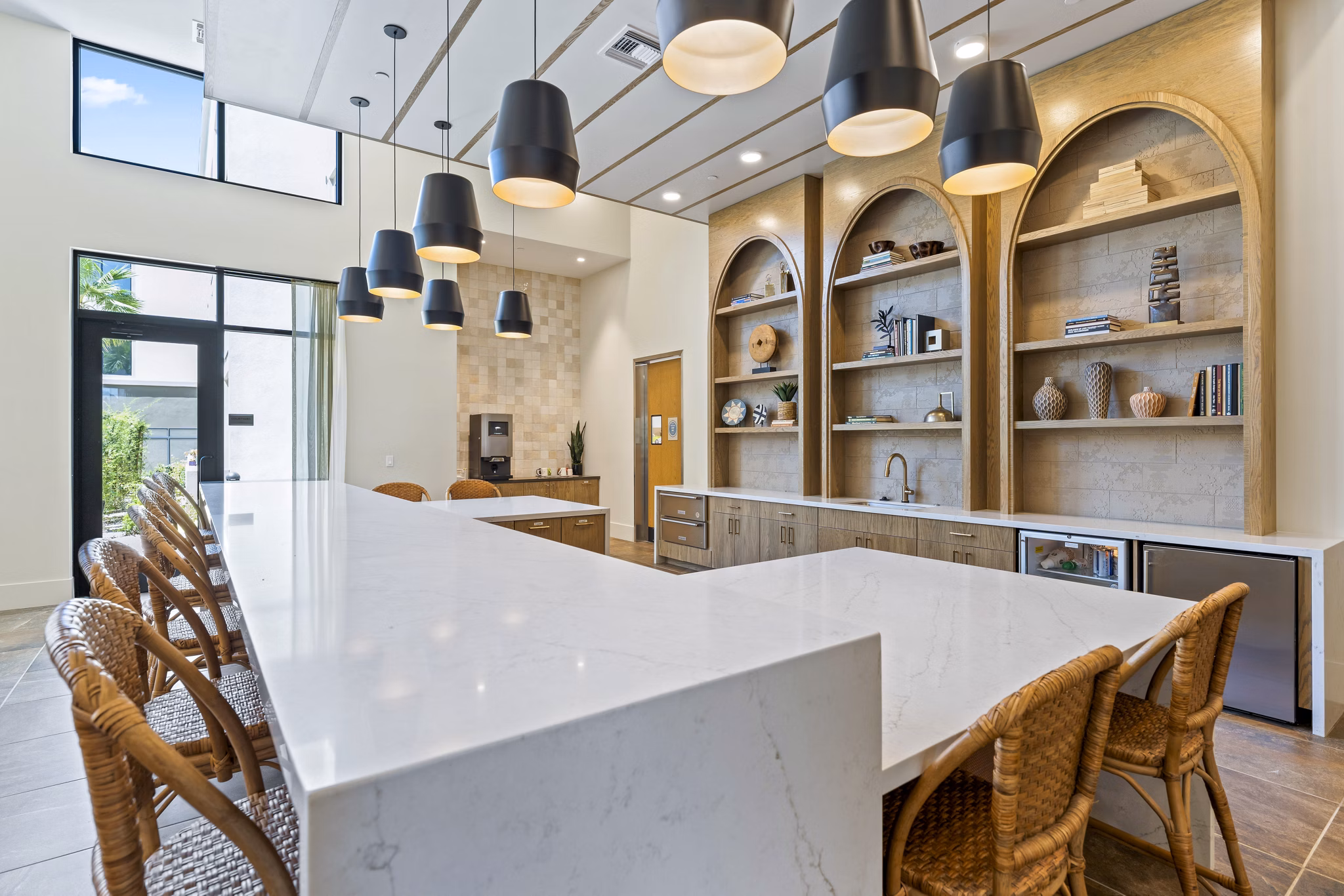 Clubhouse with modern decor and seating at Overture Arcadia Apartments