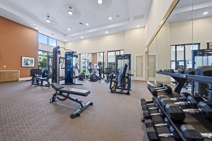 Fitness center featuring modern equipment at Overture Arcadia Apartments