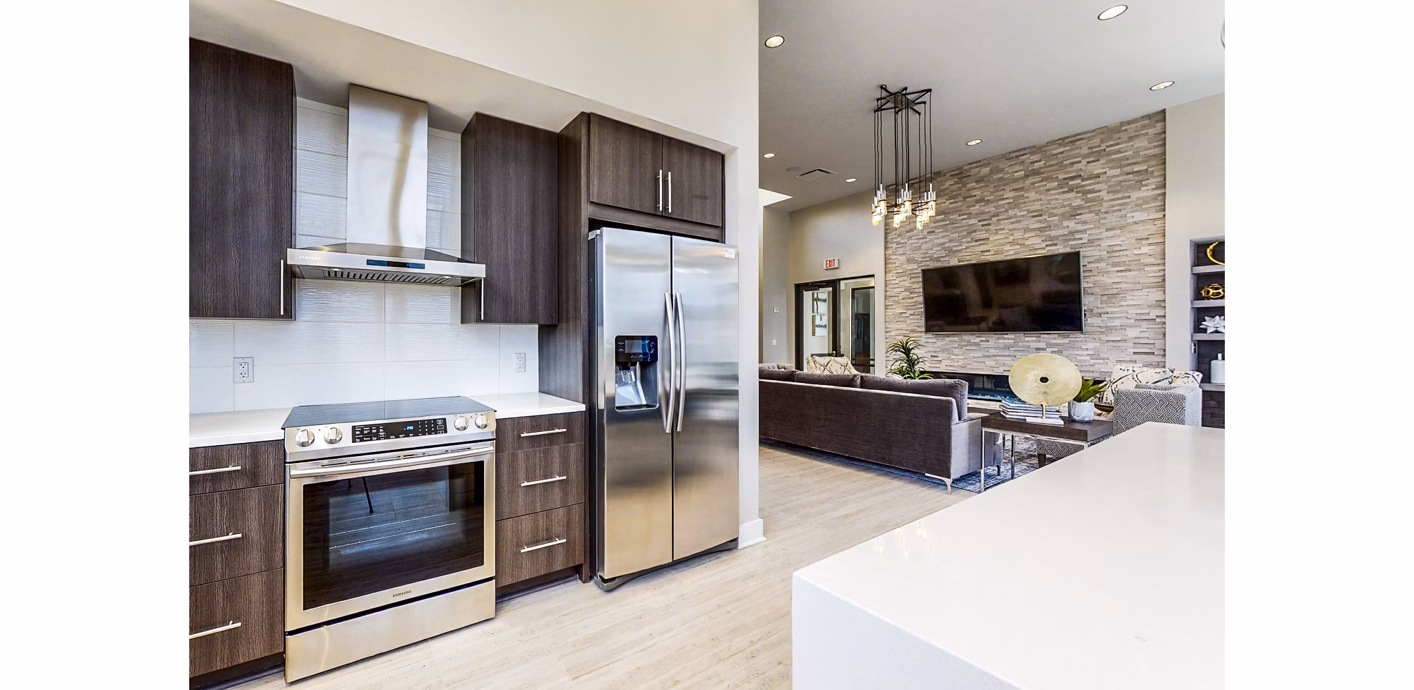 clubhouse kitchen at Residences at Echelon Apartments