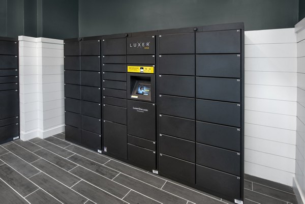 parcel package pickup lockers at Henry House at Clift Farm Apartments