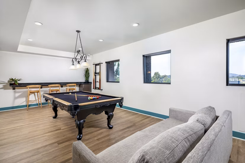 clubhouse game room at Latitude33 Apartments