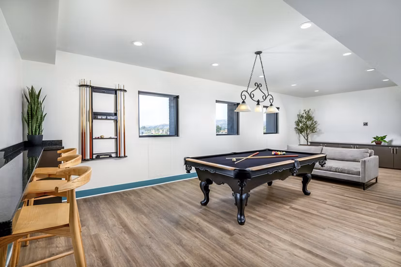 clubhouse game room at Latitude33 Apartments