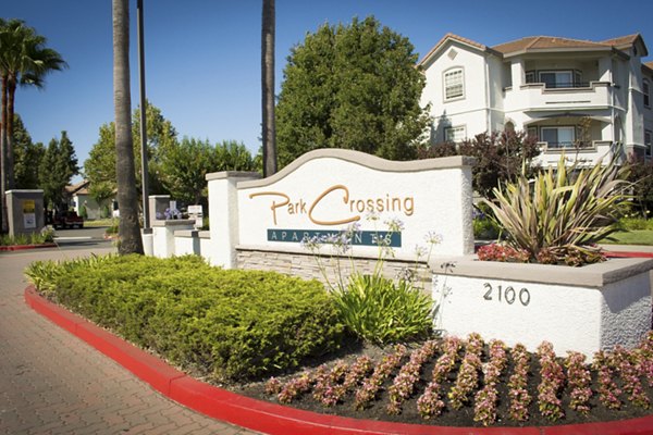 Park Crossing Apartments: Elegant entrance signage for luxury living in the heart of the community