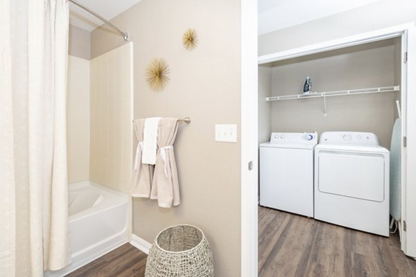 Bathroom featuring modern fixtures at Park Crossing Apartments in Greystar luxury community