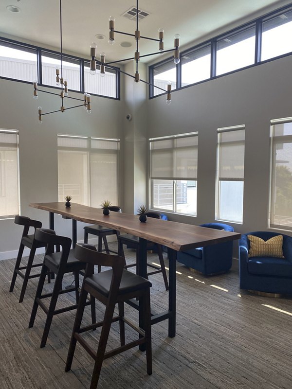 Clubhouse with modern furniture and open seating areas at Westgate Apartments