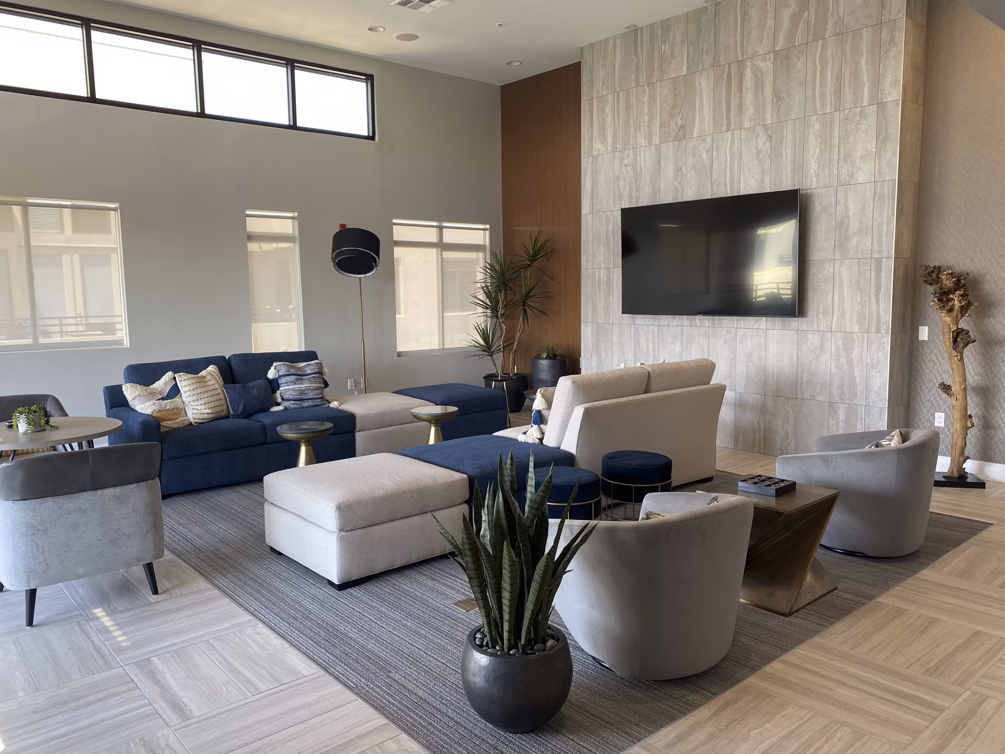 Stylish clubhouse featuring modern decor at Westgate Apartments