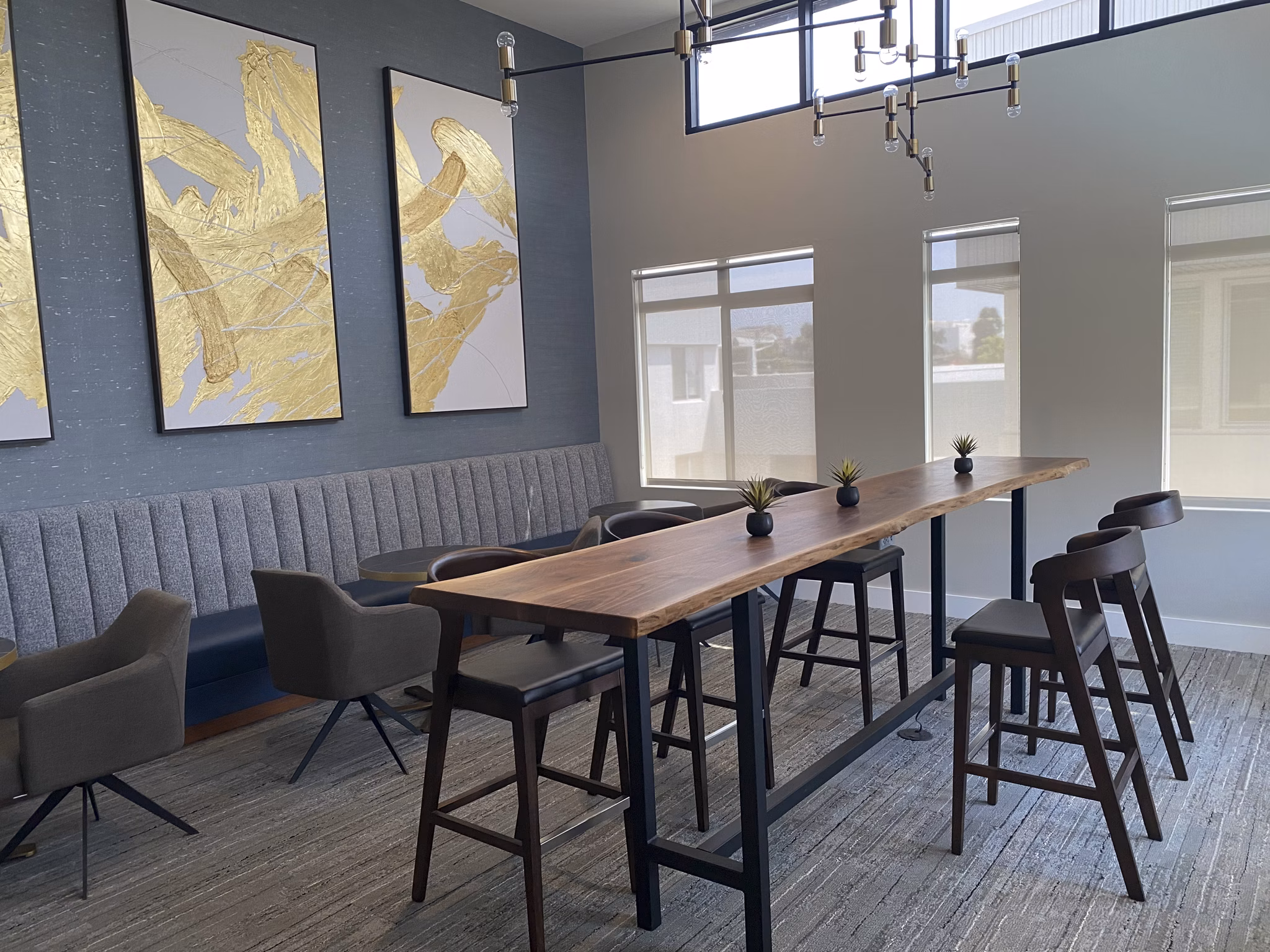 Clubhouse with contemporary design at Westgate Apartments, offering luxury amenities and community spaces in a convenient location