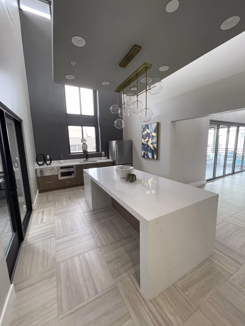 Clubhouse featuring modern design and seating areas at Westgate Apartments, a Greystar luxury community
