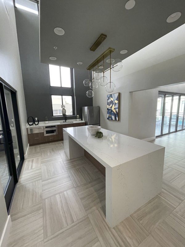 Clubhouse featuring modern design and seating areas at Westgate Apartments, a Greystar luxury community