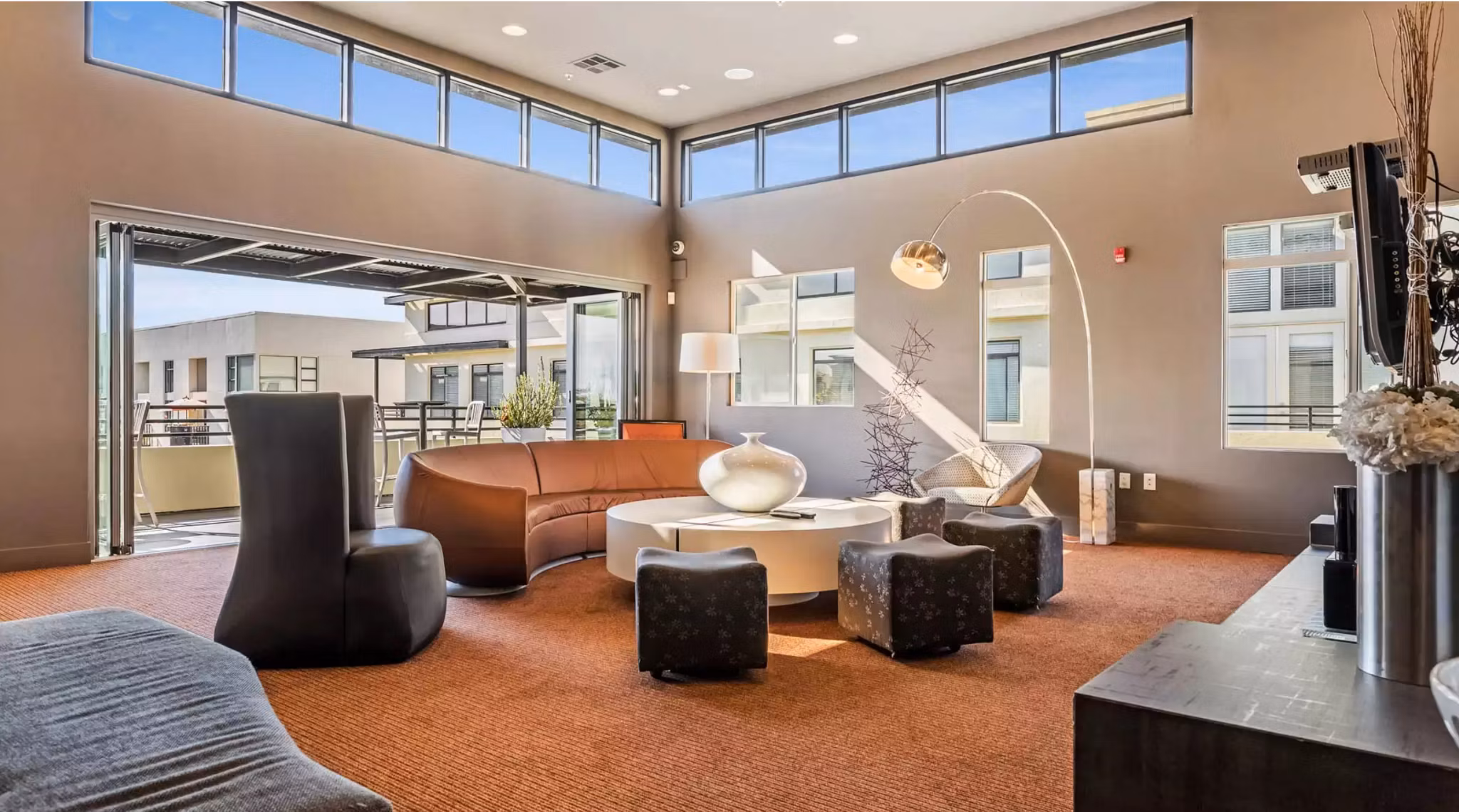 Clubhouse with modern furnishings at Westgate Apartments, a luxury community for contemporary living