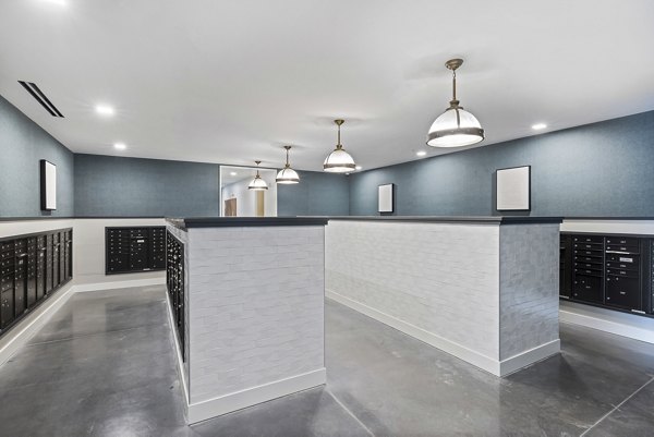 Mail room area with package lockers at The Easley Apartments, a Greystar luxury property