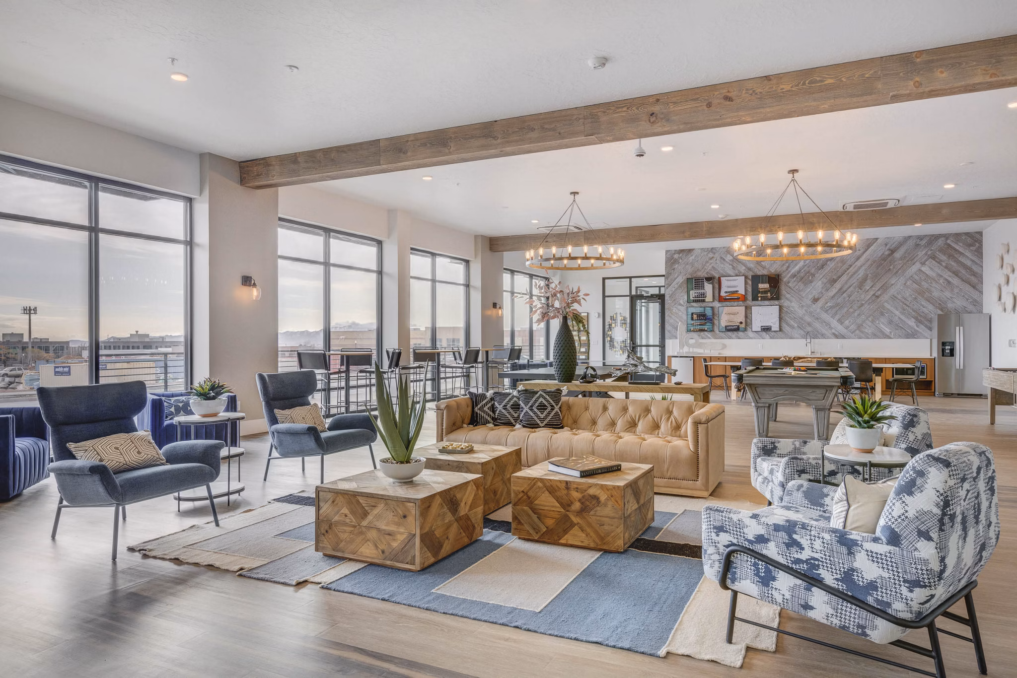 Elegant clubhouse with modern decor at The Heights at Legend Hills Apartments