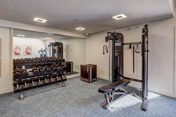 Modern fitness center with state-of-the-art equipment at Shift Apartments, perfect for luxury living in a Greystar-managed community