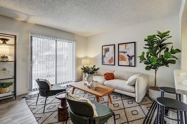 Modern living room with sleek furnishings at Shift Apartments, luxury high-rise in the vibrant neighborhood of downtown Seattle