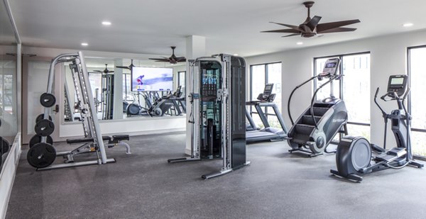 State-of-the-art fitness center at Prose Hardy Yards Apartments featuring modern equipment for optimal workouts