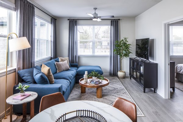 living room at Prose Hardy Yards Apartments