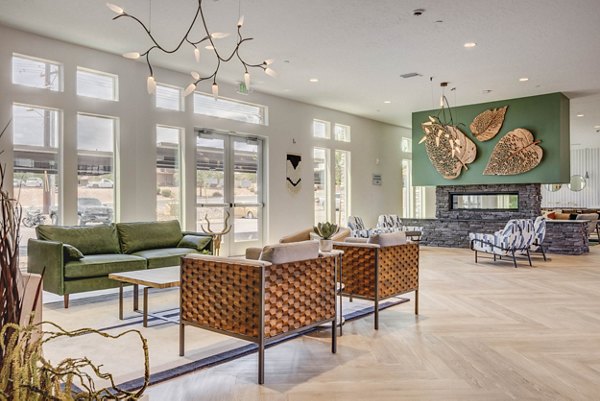 Modern clubhouse featuring sleek design and communal seating at Aspire Apartments