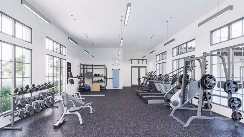 Modern fitness center with state-of-the-art equipment at Citizen House Kyle Apartments, ideal for residents seeking an active lifestyle