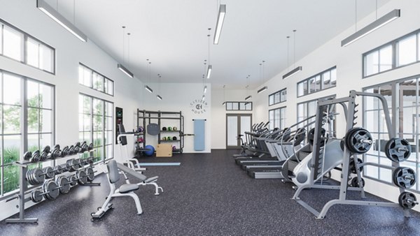 Modern fitness center with state-of-the-art equipment at Citizen House Kyle Apartments, ideal for residents seeking an active lifestyle