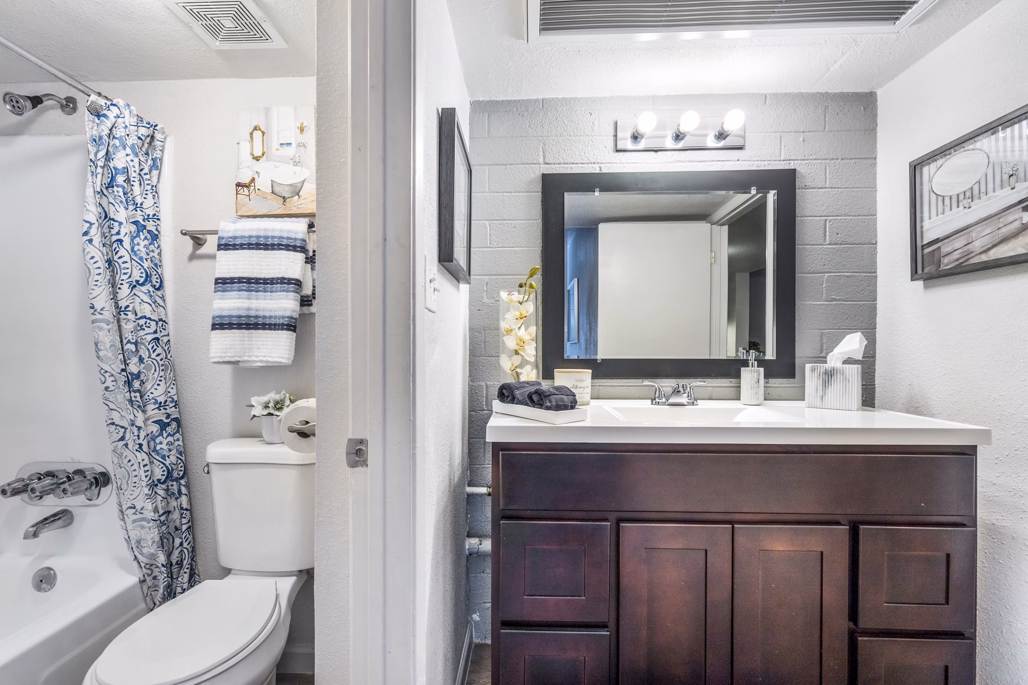 Modern bathroom featuring sleek fixtures at Crosstown Phoenix West Apartments