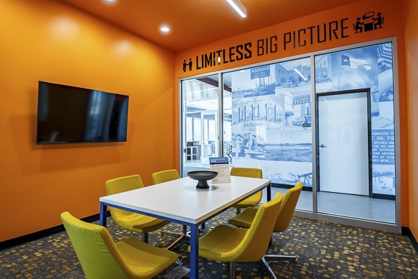 Modern meeting facility at clubhouse in FLATZ 432 Apartments, ideal for resident events and gatherings