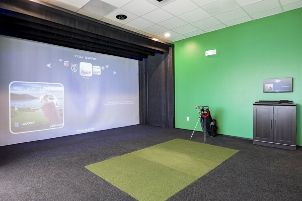 Modern putting green at FLATZ 432 Apartments, offering a relaxing outdoor amenity for residents to enjoy