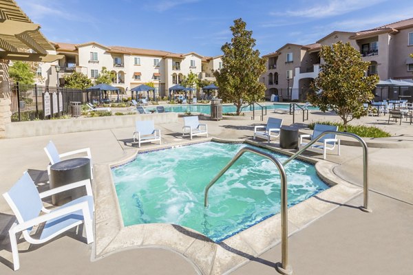 Luxurious hot tub at Viano at Riverwalk Apartments