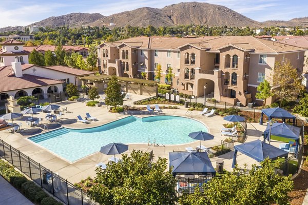 Scenic view from Viano at Riverwalk Apartments in luxury setting, featuring well-maintained landscape and modern architecture