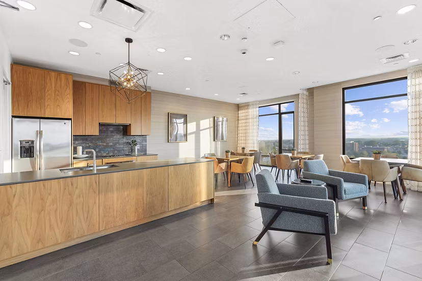 Elegant clubhouse with modern furnishings at Vela on The Park Apartments
