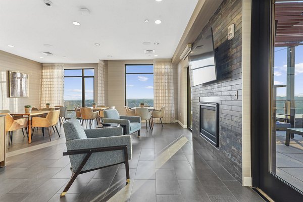 Clubhouse with a modern design at Vela on The Park Apartments offering luxury amenities in downtown Stamford