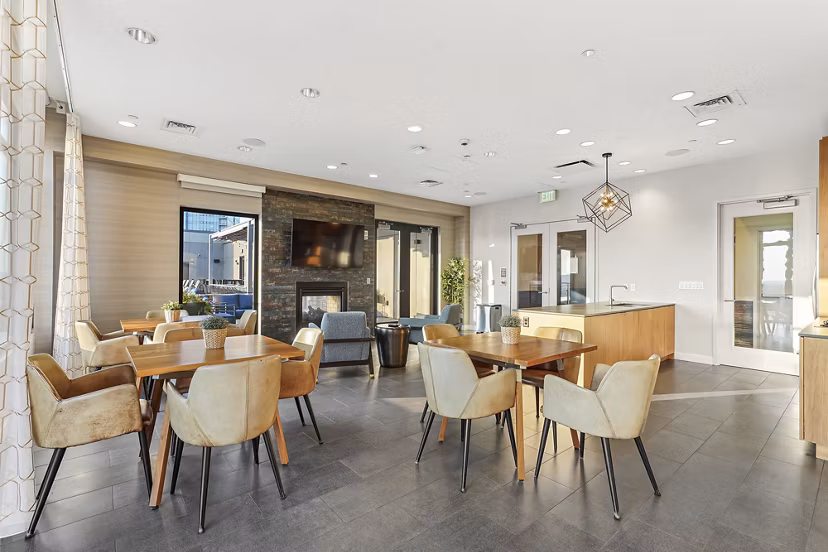 Clubhouse featuring modern design elements at Vela on The Park Apartments