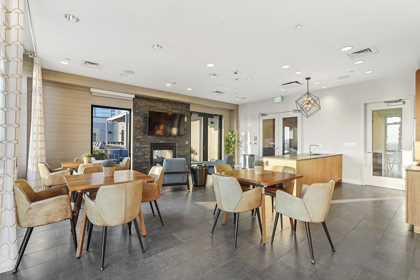 Clubhouse featuring modern design elements at Vela on The Park Apartments
