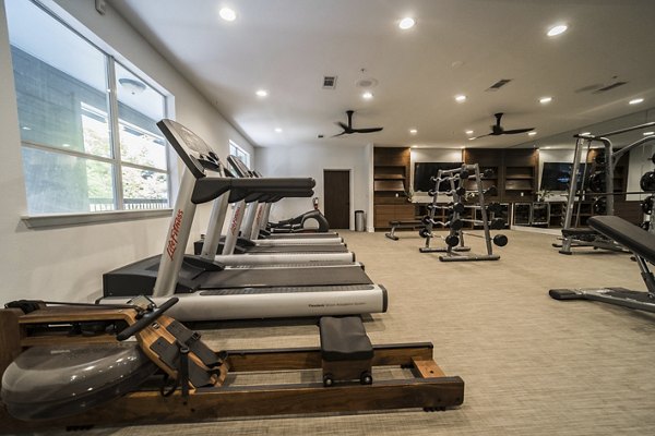 State-of-the-art fitness center with modern equipment at Muse at SoCo Apartments