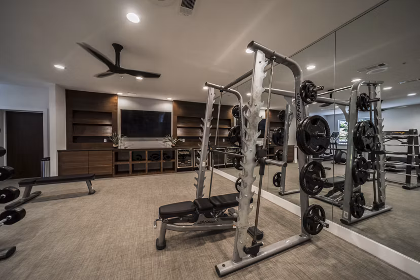 Fitness center with modern equipment at Muse at SoCo Apartments, perfect for an active lifestyle Experience luxury living with top-notch amenities