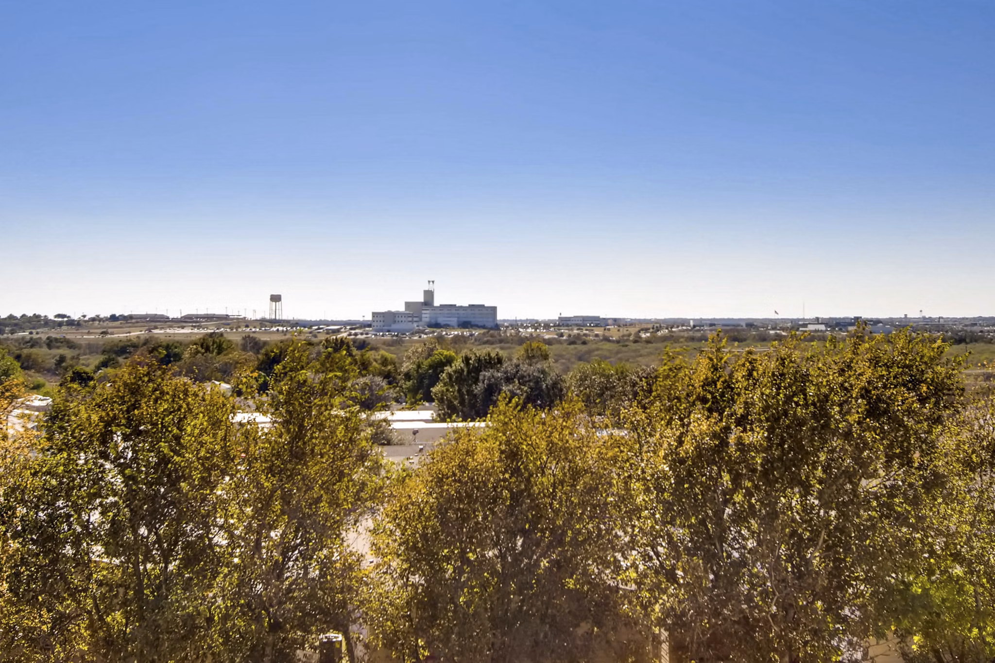 Hays Park Apartments: Serene view of luxury apartment complex surrounded by lush greenery in desirable neighborhood