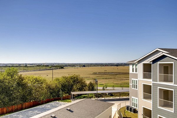 Hays Park Apartments: Panoramic view of modern luxury high-rise apartments in Greystar community