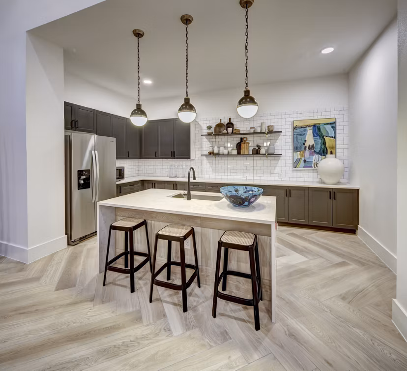 Stylish clubhouse featuring modern decor at Leander Park Apartments, perfect for gatherings and relaxation