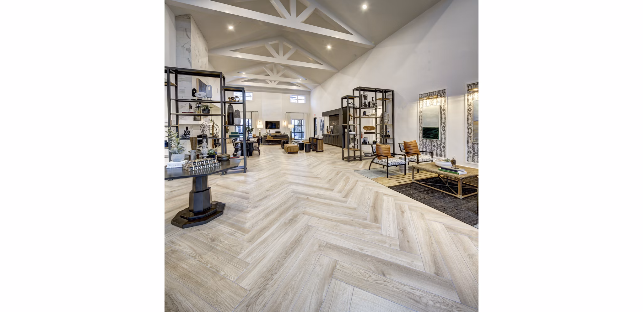 Clubhouse featuring modern design and social spaces at Leander Park Apartments