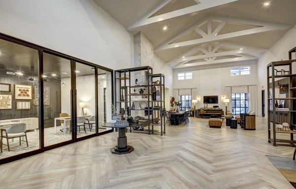 Stylish clubhouse with modern furnishings at Leander Park Apartments