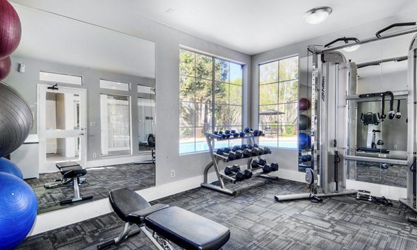 State-of-the-art fitness center with modern equipment at Wood Creek Apartments