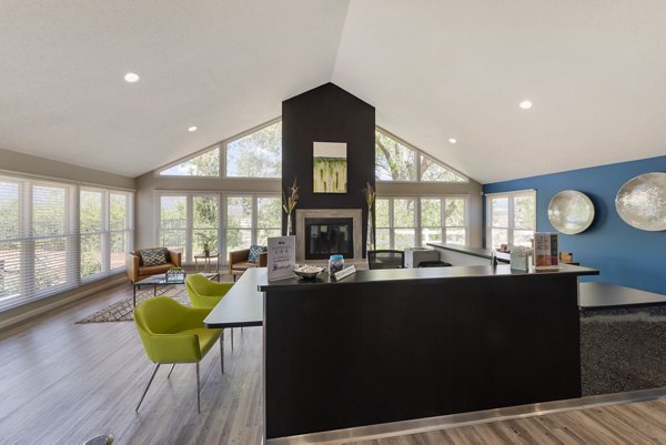 Modern clubhouse with sleek furnishings at Vue at Spring Creek Apartments