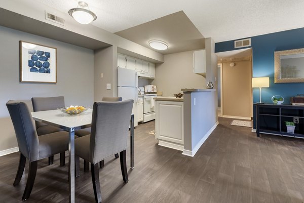 Dining area featuring spacious layout and modern decor at Vue at Spring Creek Apartments, a Greystar luxury community