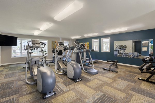fitness center at Vue at Spring Creek Apartments