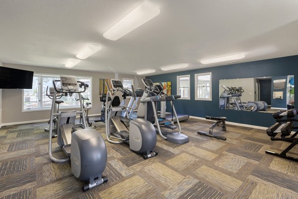 Modern fitness center with top-notch equipment at Vue at Spring Creek Apartments for an active lifestyle
