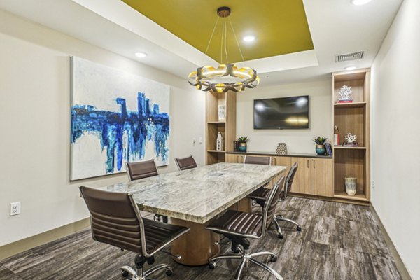 Modern clubhouse with lounge seating at Liberty Bay Club Apartments