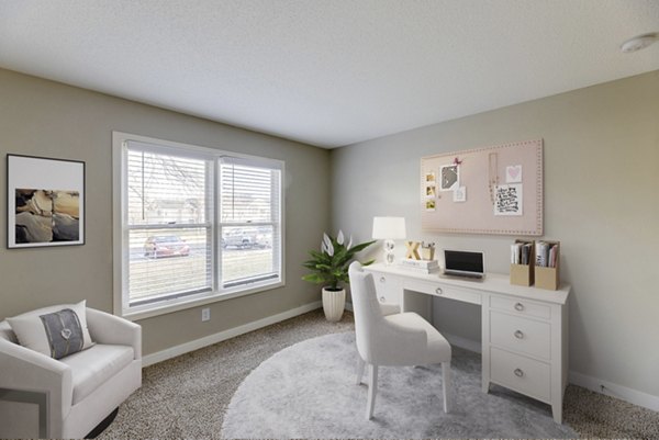 Home office with ergonomic desk and chair in Wellington Apartments, luxury interiors for modern living