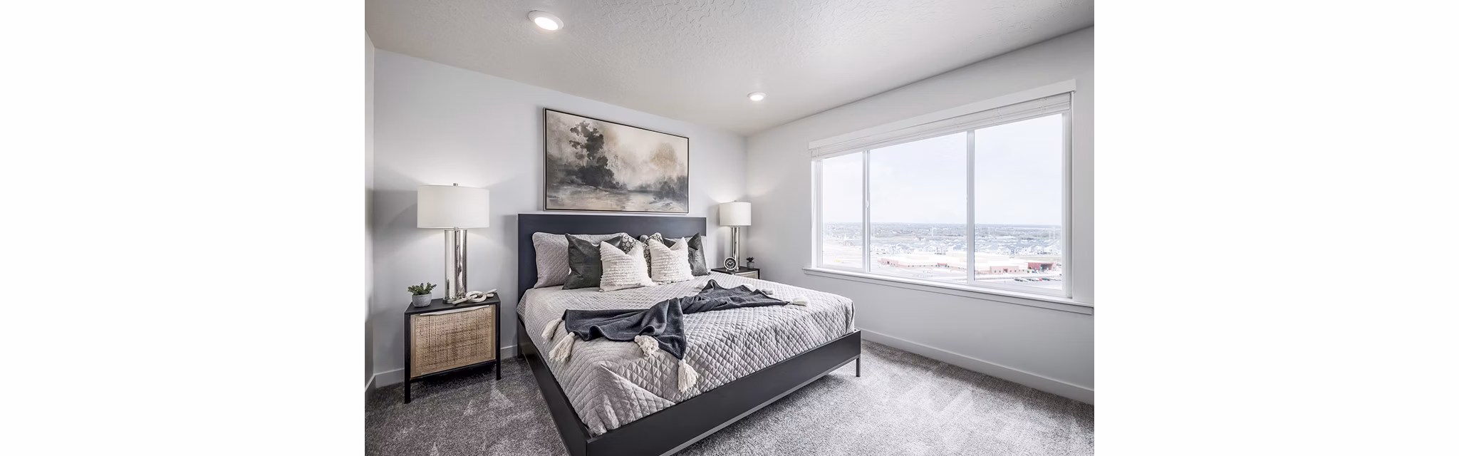Cozy bedroom with contemporary design elements at Banner Hill Apartments