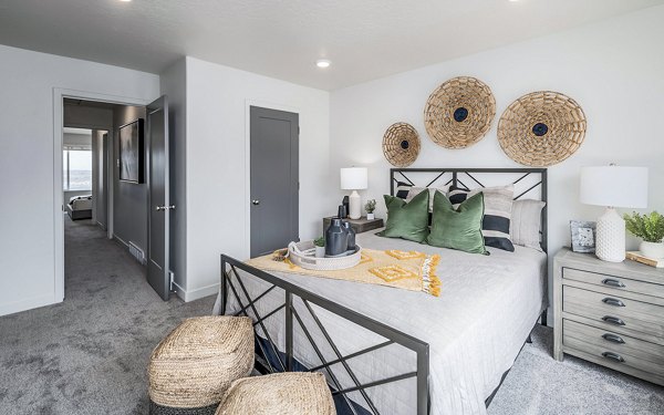 Modern bedroom with cozy ambiance at Banner Hill Apartments