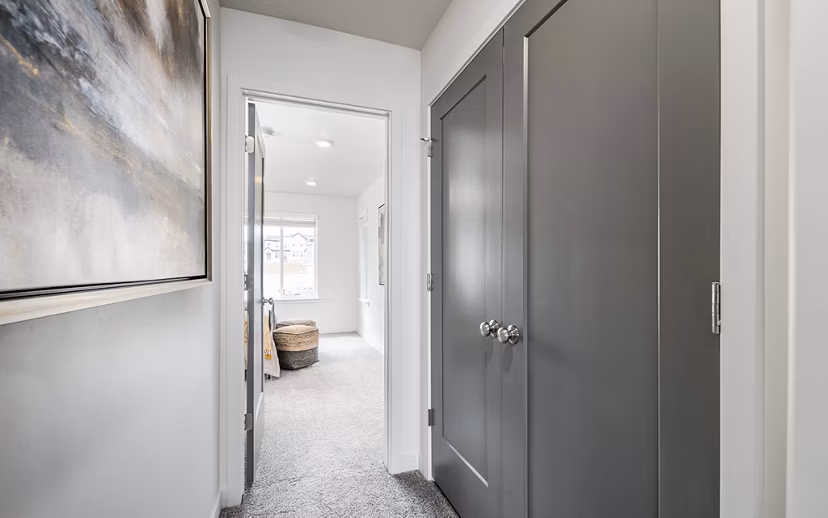 Contemporary hallway with modern lighting at Banner Hill Apartments, showcasing sleek design in a luxury apartment community